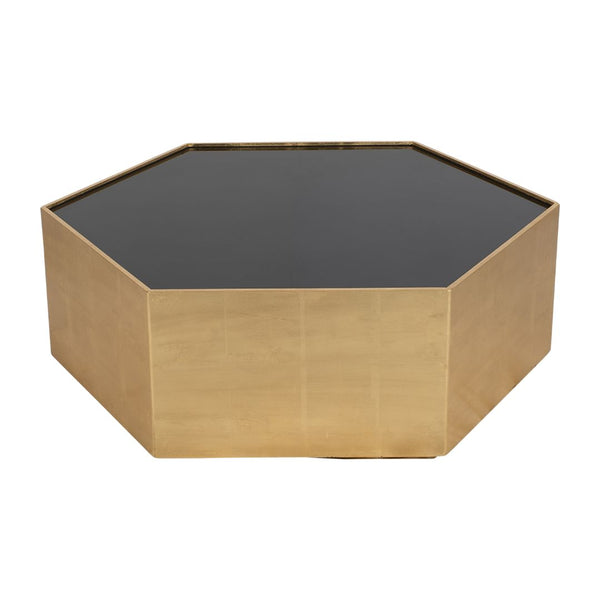 Mesa de centro madera con vidrio negro