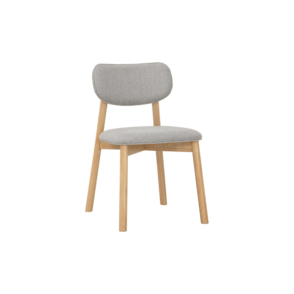Silla de comedor Luca en roble malayo y tela Greymist