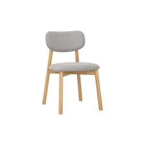 Silla de comedor Luca en roble malayo y tela Greymist