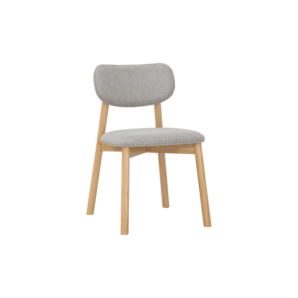 Silla de comedor Luca en roble malayo y tela Greymist