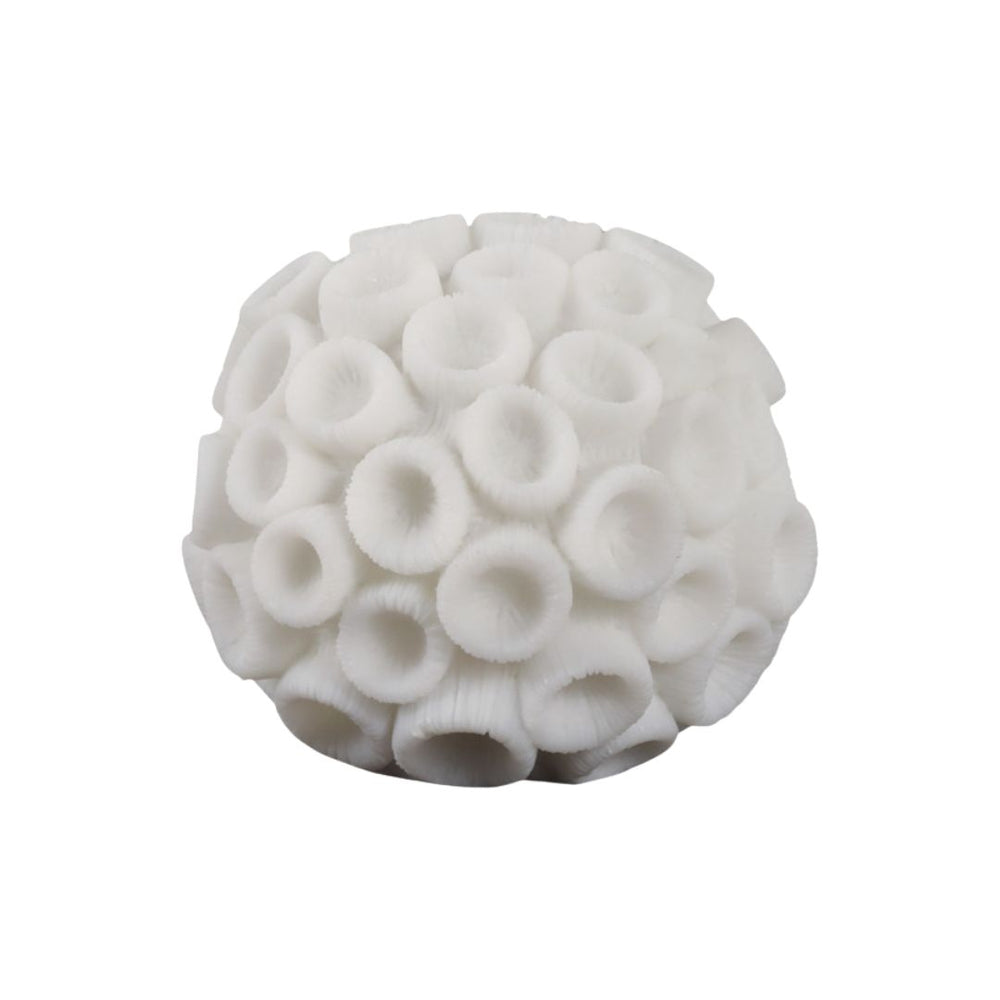 Esfera decorativa coral marfil de resina – 6"