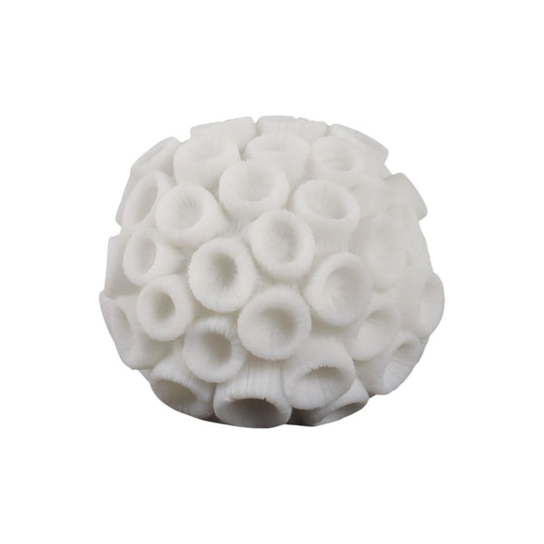 Esfera decorativa coral marfil de resina – 6"