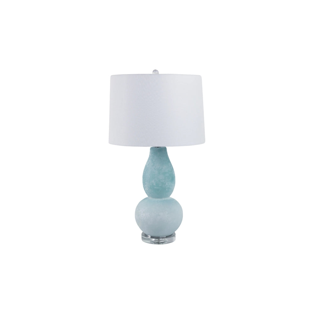 Lámpara decorativa de mesa en vidrio esmerilado azul tipo gourd