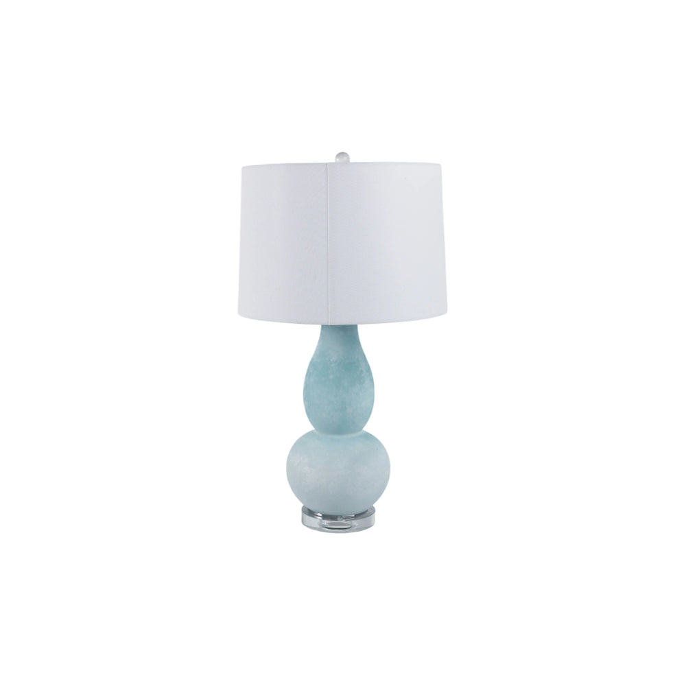 Lámpara decorativa de mesa en vidrio esmerilado azul tipo gourd