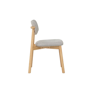Silla de comedor Luca en roble malayo y tela Greymist