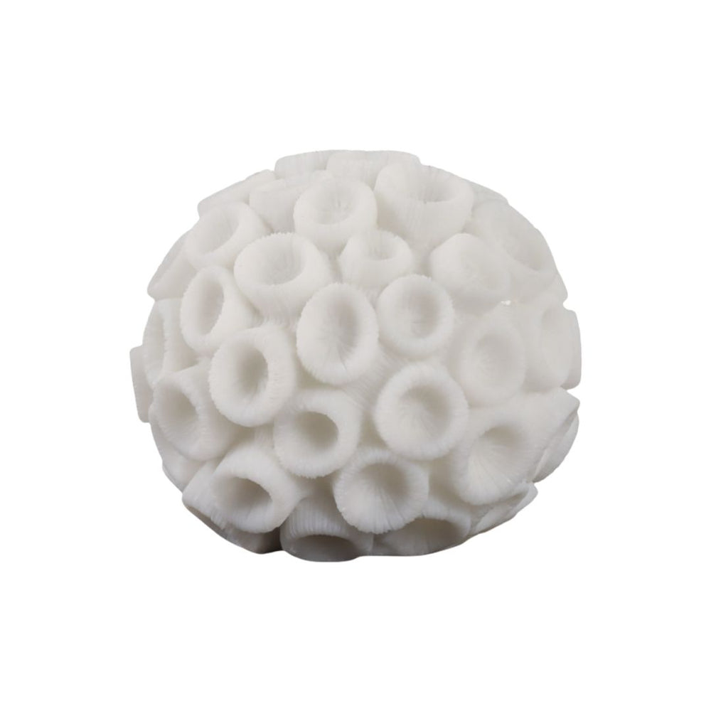 Esfera decorativa coral marfil de resina – 6"