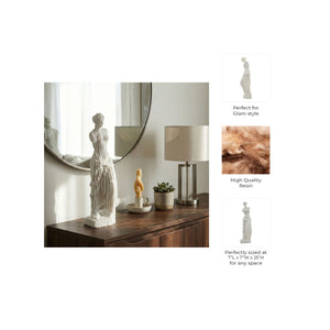 Escultura decorativa de piso en resina efecto cuarzo blanco