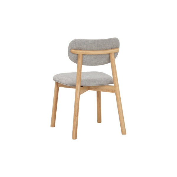 Silla de comedor Luca en roble malayo y tela Greymist