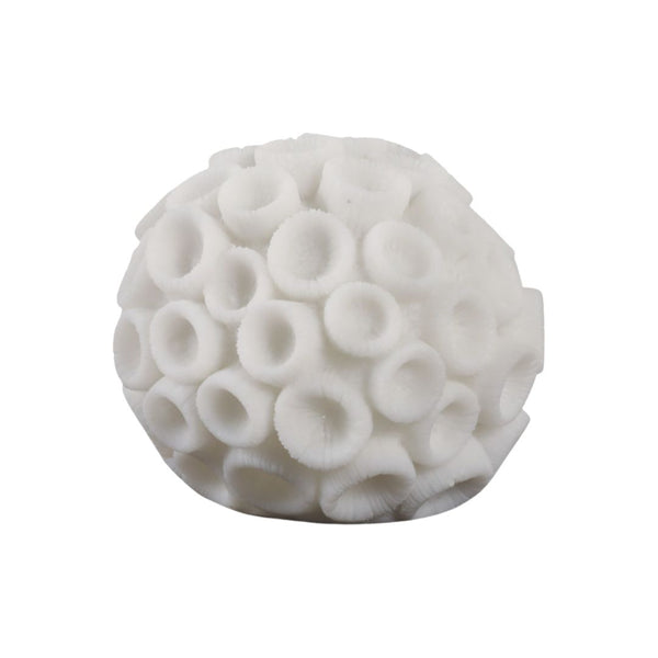 Esfera decorativa coral marfil de resina – 6"