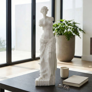 Escultura decorativa de piso en resina efecto cuarzo blanco