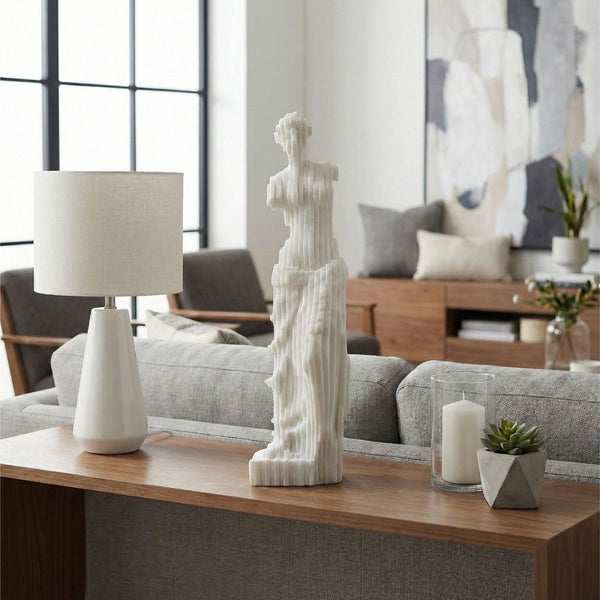 Escultura decorativa de piso en resina efecto cuarzo blanco