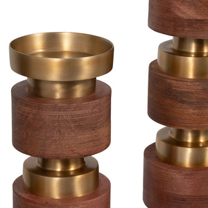 Set de candelabros decorativos en madera marrón (3 piezas)