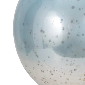 Portavelas decorativo en vidrio aqua con base de mármol