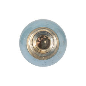 Portavelas decorativo en vidrio aqua con base de mármol