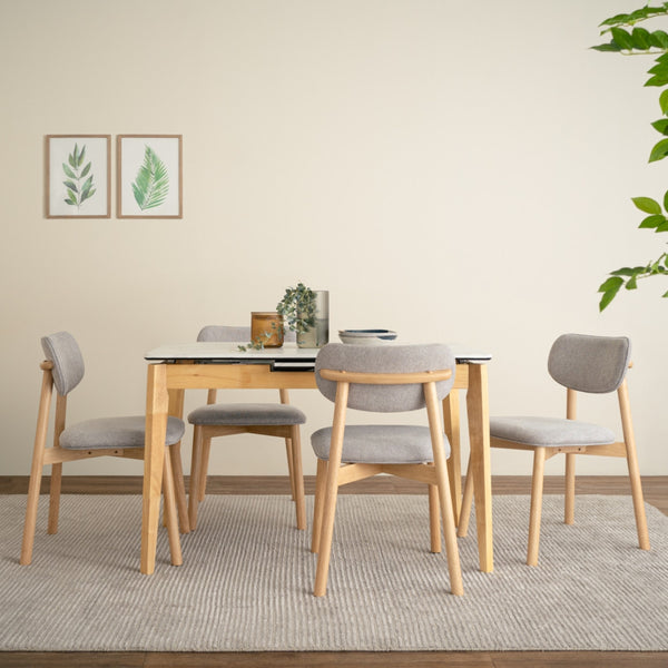 Silla de comedor Luca en roble malayo y tela Greymist