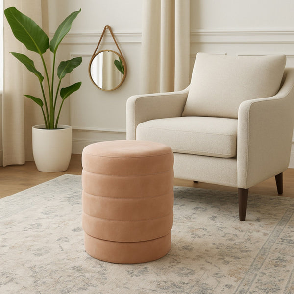 Ottoman / banco tapizado Felix en gamuza color taupe