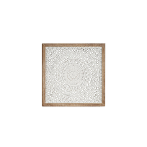Panel Decorativo de Pared con Mandala Floral Blanco