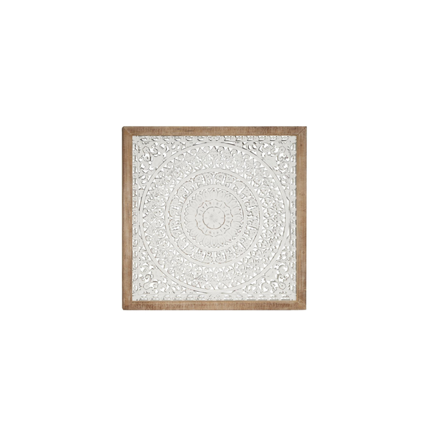 Panel Decorativo de Pared con Mandala Floral Blanco