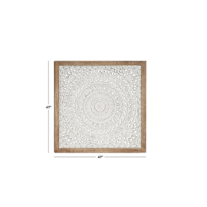 Panel Decorativo de Pared con Mandala Floral Blanco