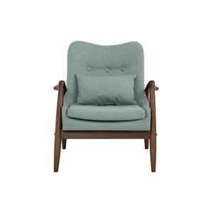 Sillón lounge Scenic en madera y tapizado bouclé