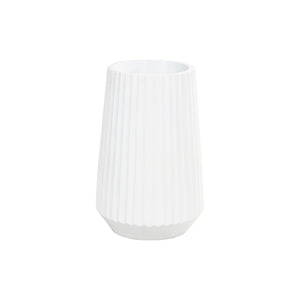 Jarrón decorativo de piso acanalado en resina blanca – 30"