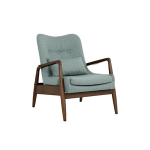 Sillón lounge Scenic en madera y tapizado bouclé