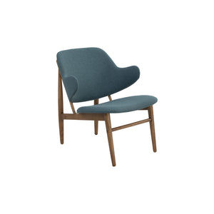 Sillón lounge Vezel en roble malayo y tapizado bouclé