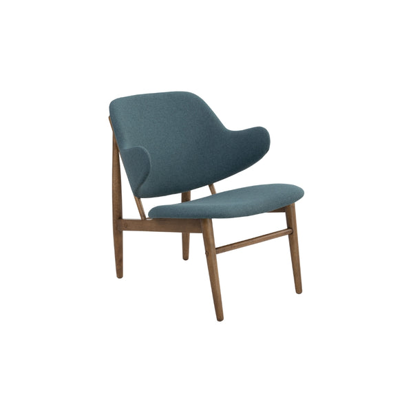 Sillón lounge Vezel en roble malayo y tapizado bouclé