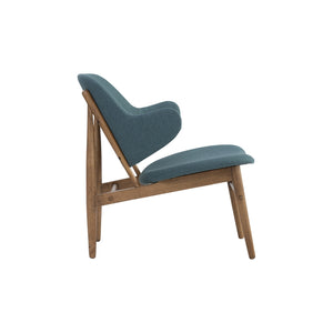 Sillón lounge Vezel en roble malayo y tapizado bouclé