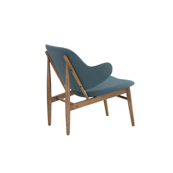 Sillón lounge Vezel en roble malayo y tapizado bouclé