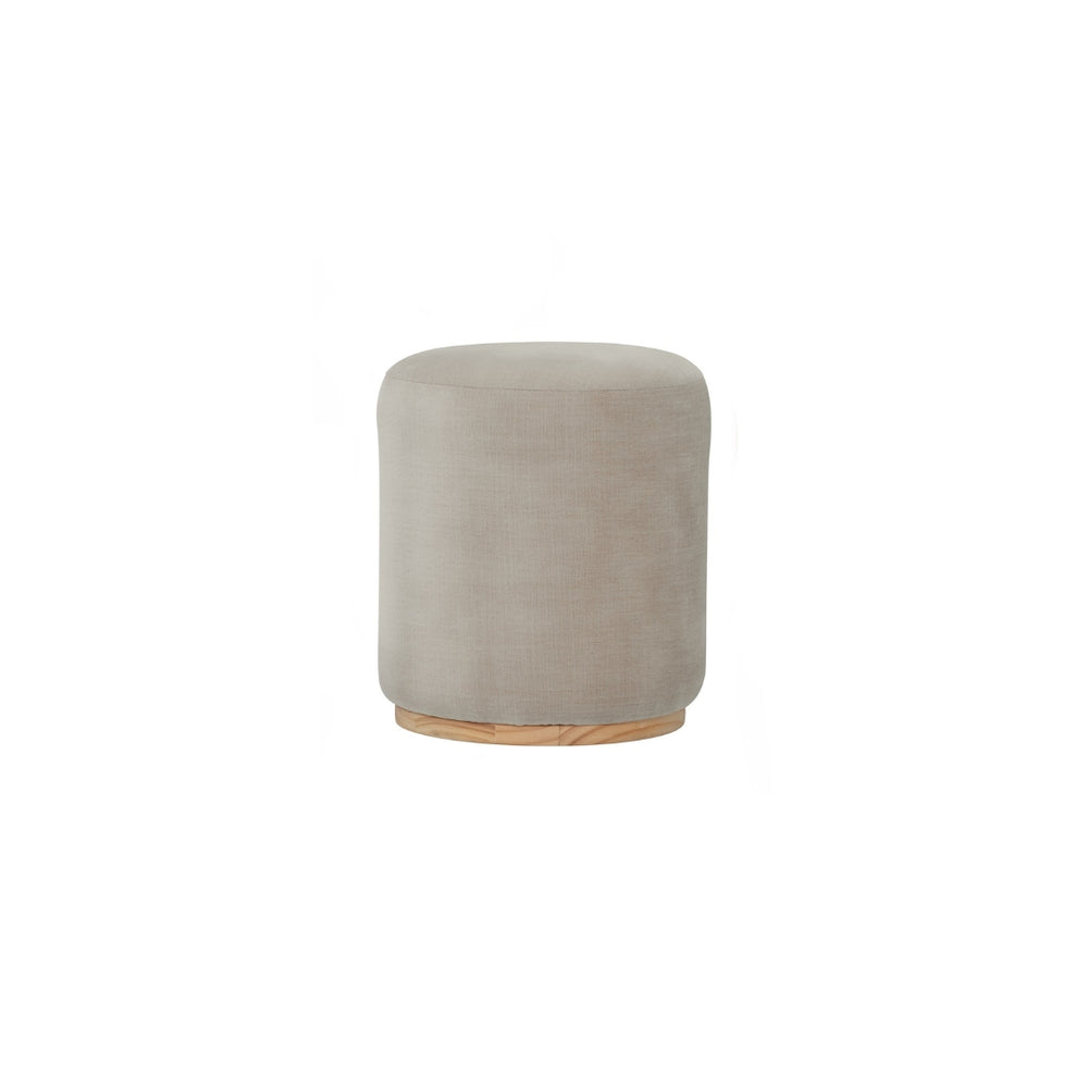 Pouf Kento redondo tapizado en tela cream