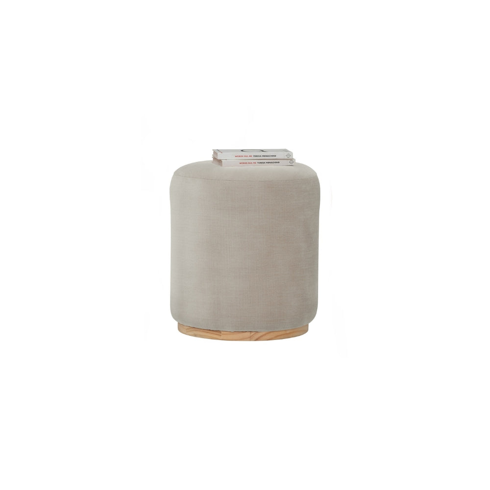 Pouf Kento redondo tapizado en tela cream