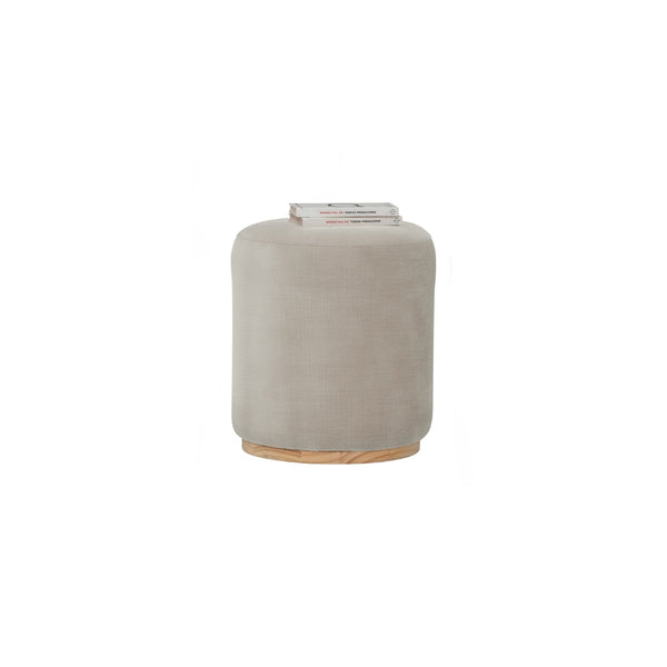 Pouf Kento redondo tapizado en tela cream
