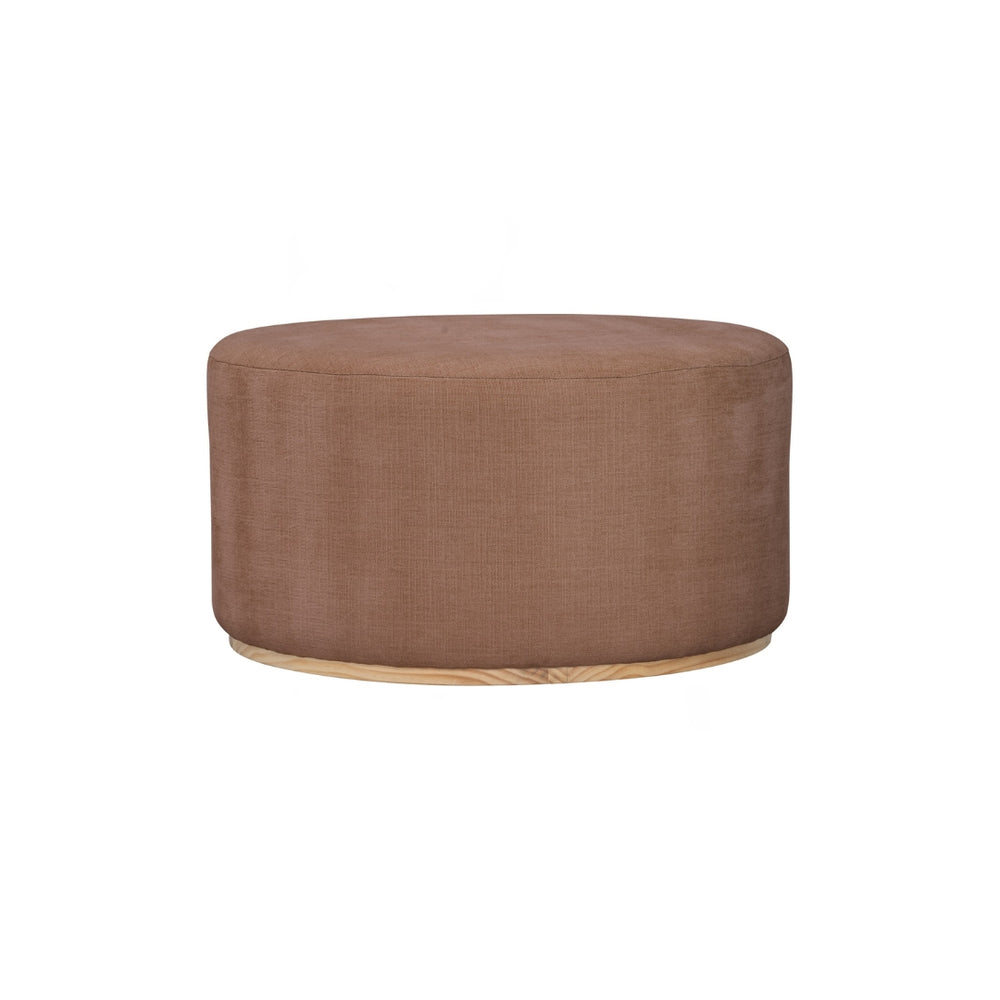 Pouf Kento redondo tapizado en tela almond