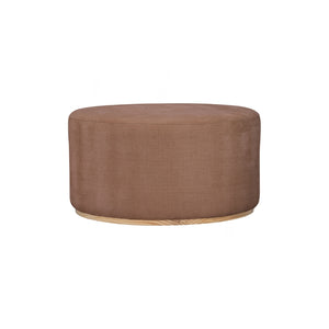 Pouf Kento redondo tapizado en tela almond