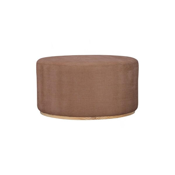 Pouf Kento redondo tapizado en tela almond