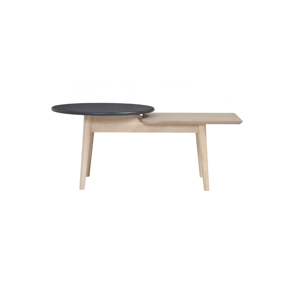 Mesa de centro Alora redonda en roble malayo y acabado graphite grey