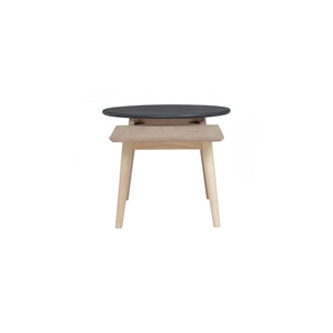 Mesa de centro Alora redonda en roble malayo y acabado graphite grey
