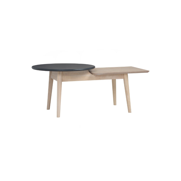 Mesa de centro Alora redonda en roble malayo y acabado graphite grey