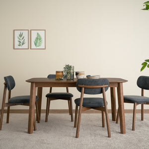Silla de comedor Luca en roble malayo y tela Anthracite