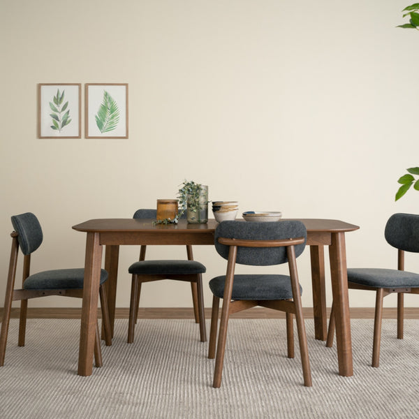 Silla de comedor Luca en roble malayo y tela Anthracite