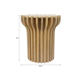 Mesa auxiliar Grenoble de madera y travertino — 25″ / Accent Table