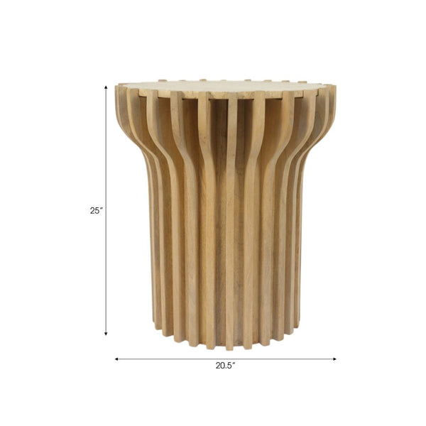 Mesa auxiliar Grenoble de madera y travertino — 25″ / Accent Table