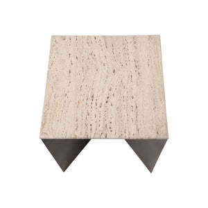 Mesa auxiliar “Besancon” 25″ — Metal y Travertino