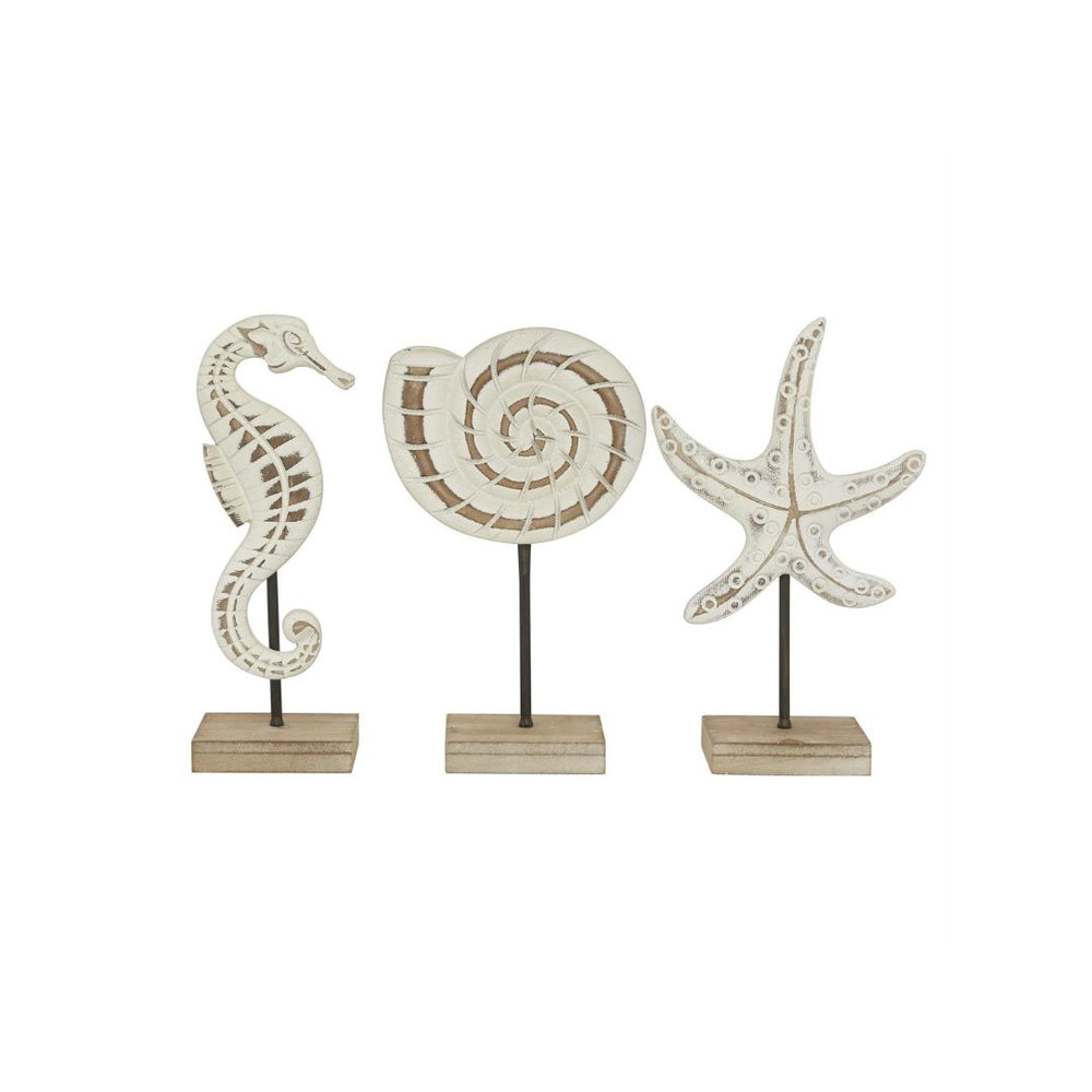 Escultura decorativa marina blanca – Set de 3 piezas