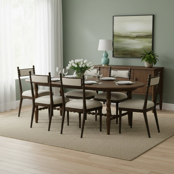 Juego de Comedor Rectangular con 6 sillas tapizadas Ligna