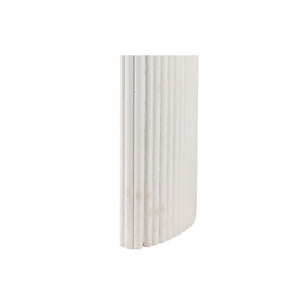 Mesa auxiliar “Catalina” 24" — Mármol travertino y madera acanalada