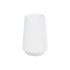 Jarrón decorativo de piso acanalado en resina blanca – 30"