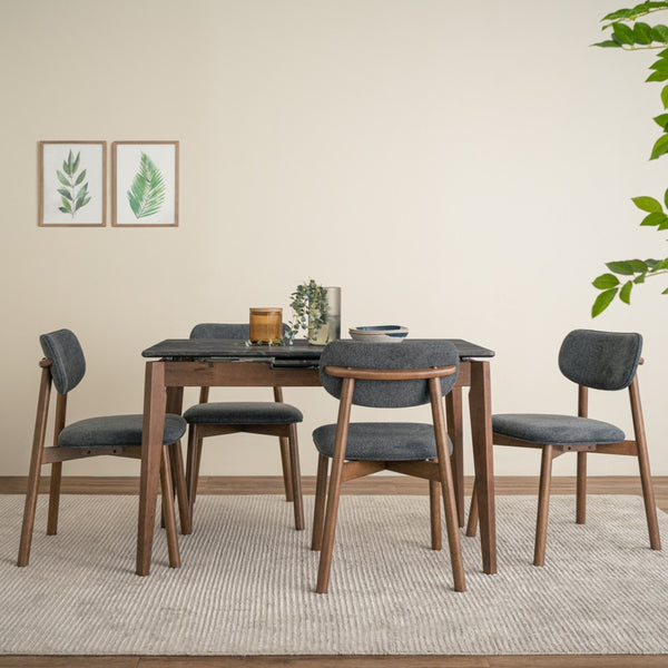Silla de comedor Luca en roble malayo y tela Anthracite