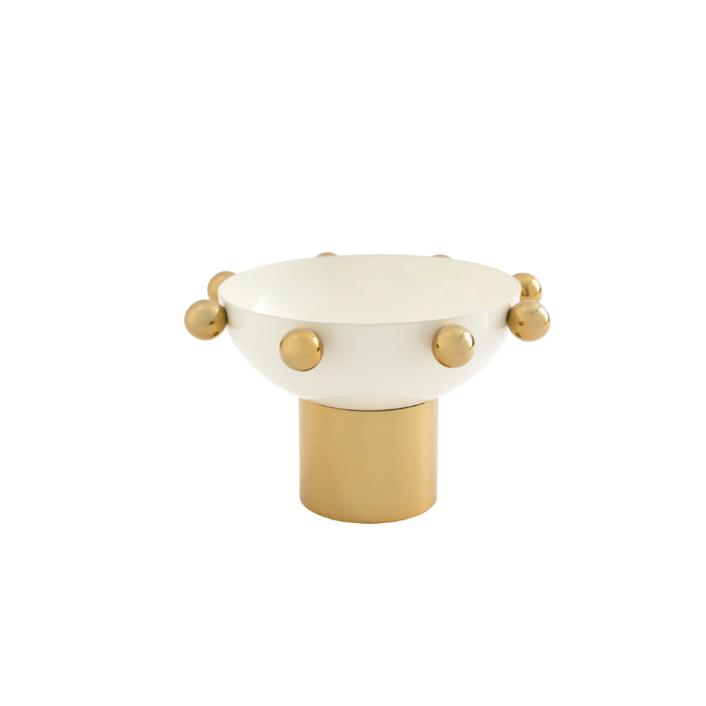 Temari Wht/Gold Nut Bowl 6